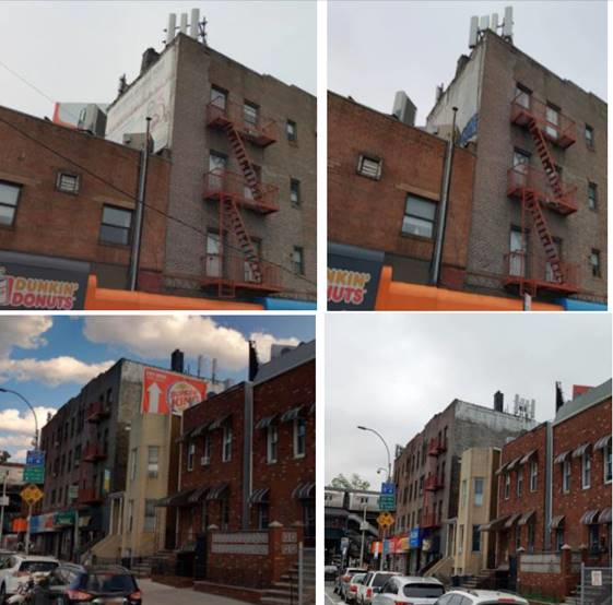 Photo of illegally display of two advertising signs in commercial zone.