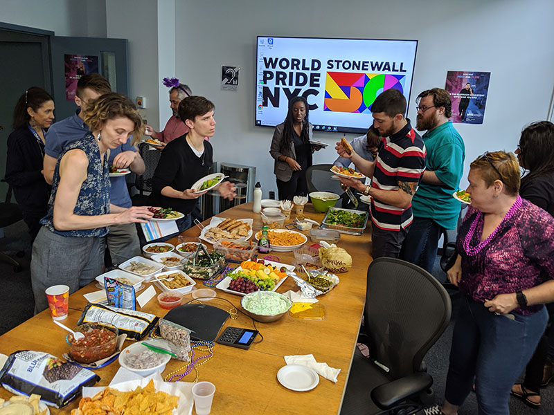 Staff during potluck