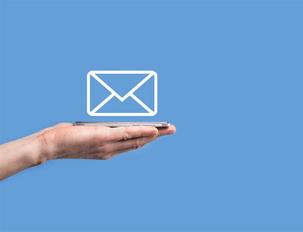 outstretched hands with mailbox icon
                                           