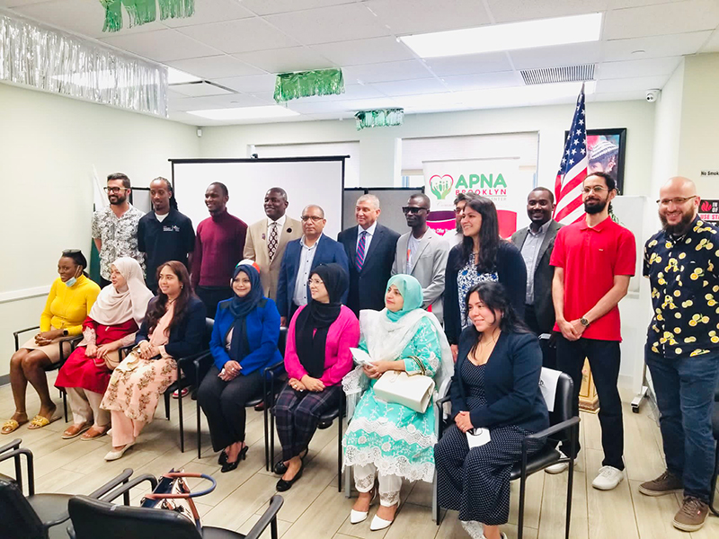 APNA  Brooklyn Community Center stands together with city agency partners for a group  photo