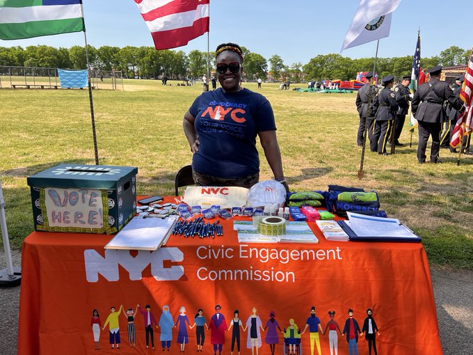 Group photo of CEC Chair and Executive Director Dr. Sarah Sayeed with city agency commissioners