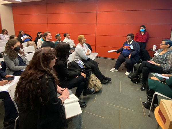 CEC Chief Democracy Officer, Kathleen Daniel leading panel discussion