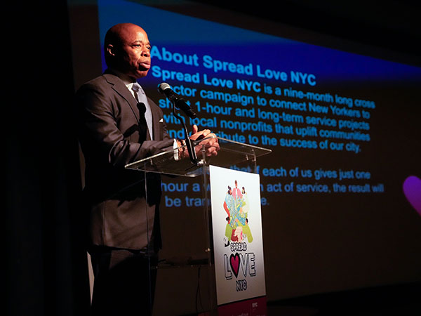 Mayor Eric Adams at the partner kickoff event