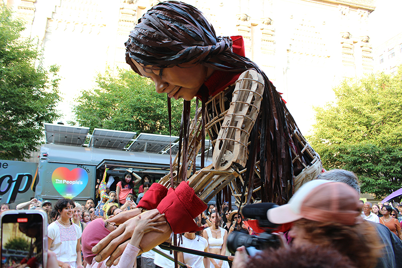 Chair & Director of the CEC welcoming Little Amal