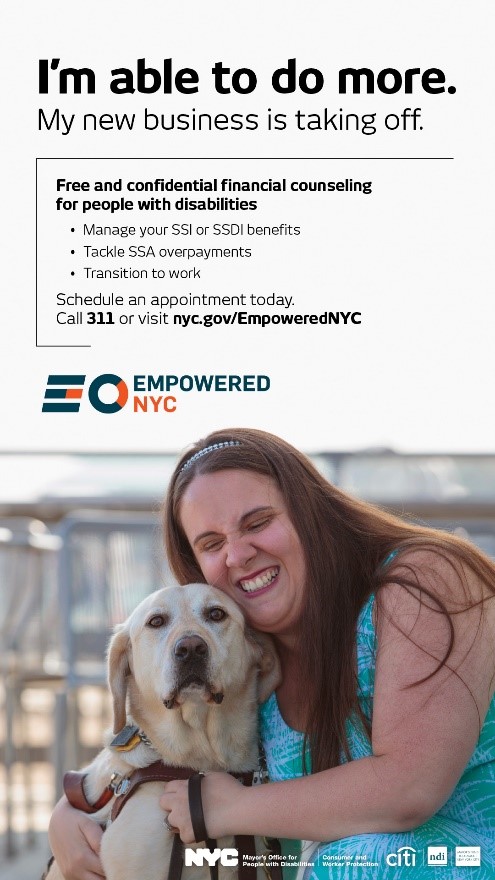 Ad of woman with dog with text I'm able to do more. My new business is taking off