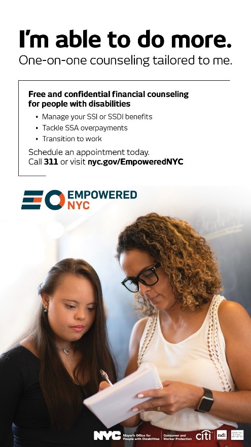 Ad of woman receiving financial counseling with text I'm able to do more. One-on-one counseling tailored to me