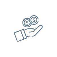 An icon showing a hand holding coins.