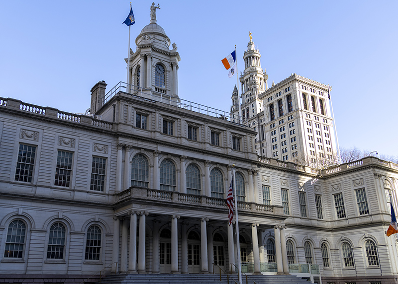 New York City Hall on a sunny day.