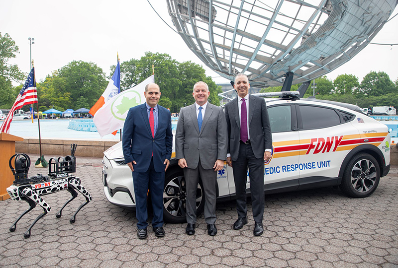 DCAS Deputy Commissioner Keith Kerman, FDNY Commissioner Robert S. Tucker, and DCAS Commissioner Louis A. Molina in Flushing Meadow Park.