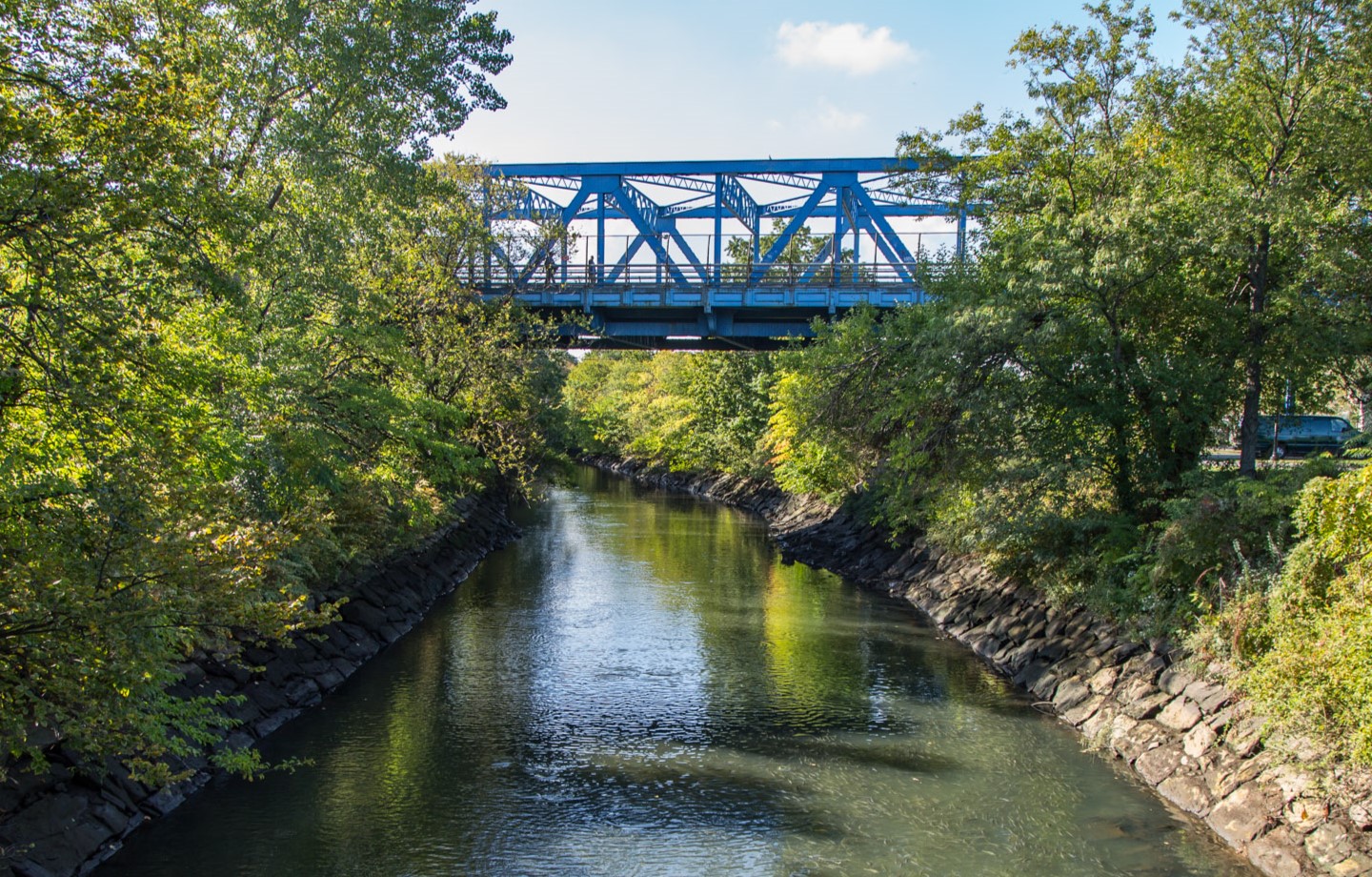 Pedestrian bridge above river