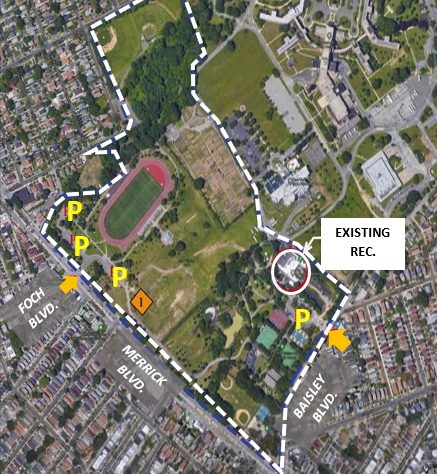 map featuring new location of new recreation center