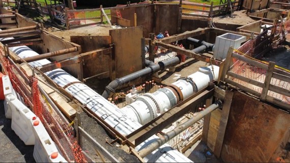 72 inch water main connects to 48 inch water main