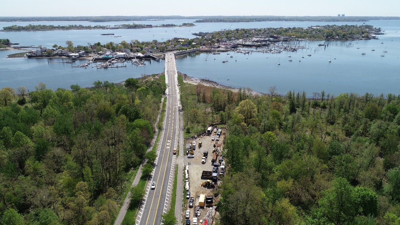 city island shot from above