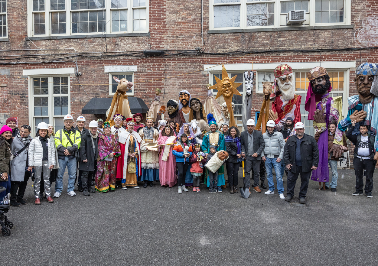 group photo of attendees at groundbreaking event