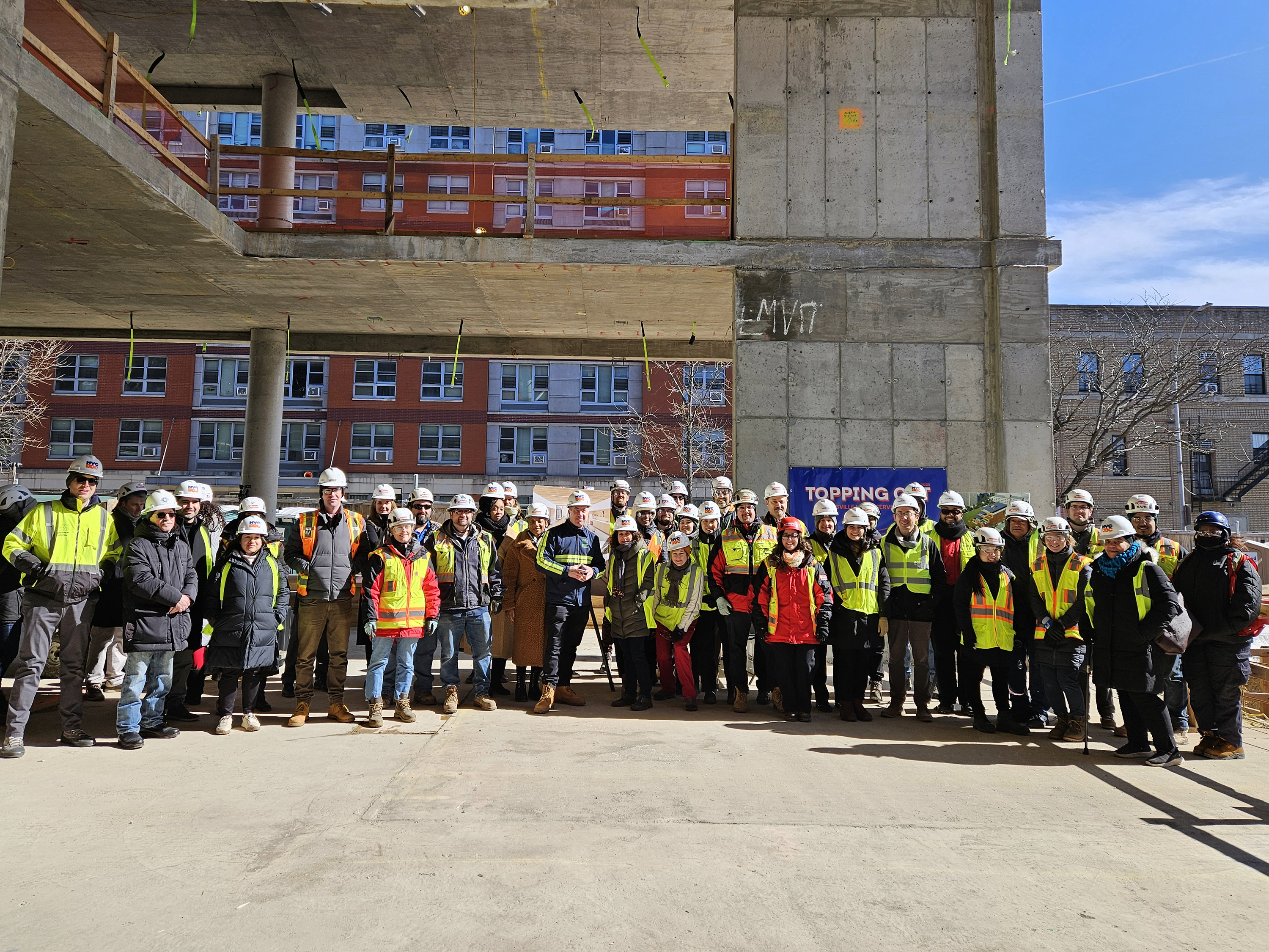 group photo at topping out event