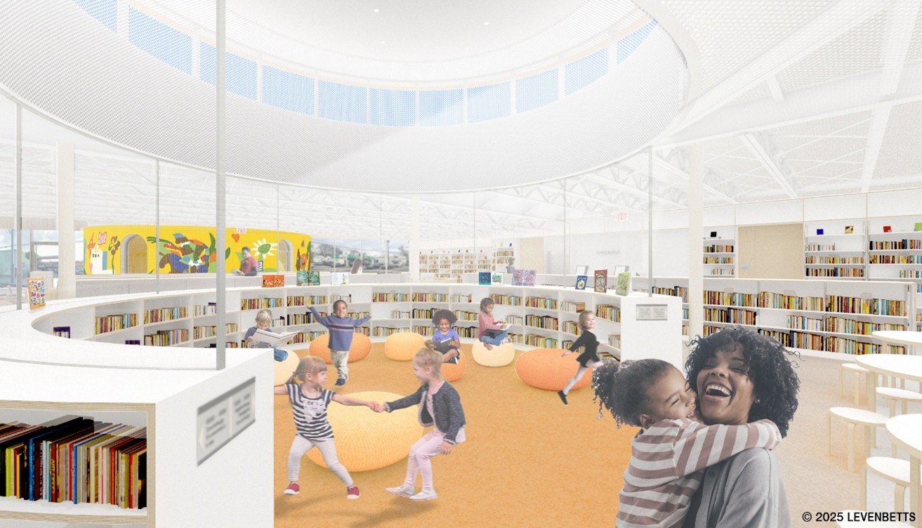 rendering of new interior of library