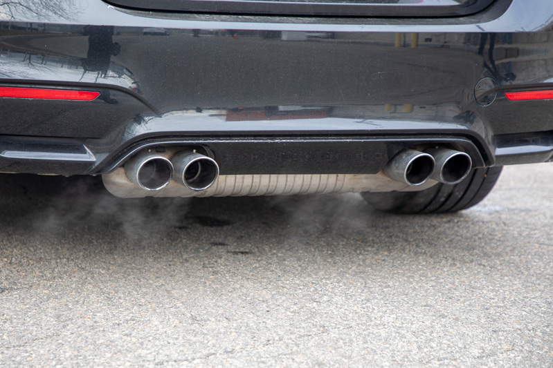 close up of mufflers on a vehicle