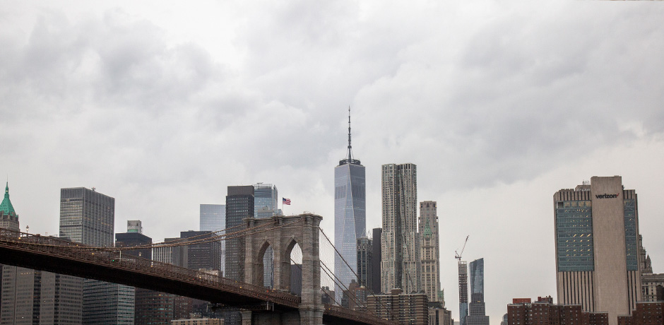 Storm over Manhattan skyline.