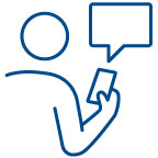 一人在手機上傳送簡訊的圖標