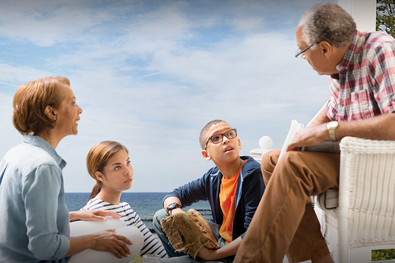 family talking to each other