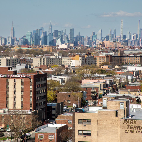 Several residential buildings from above