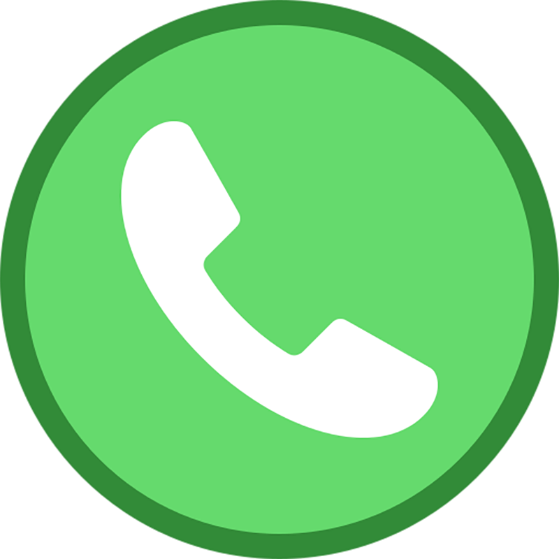 Green circle with a white telephone in the middle