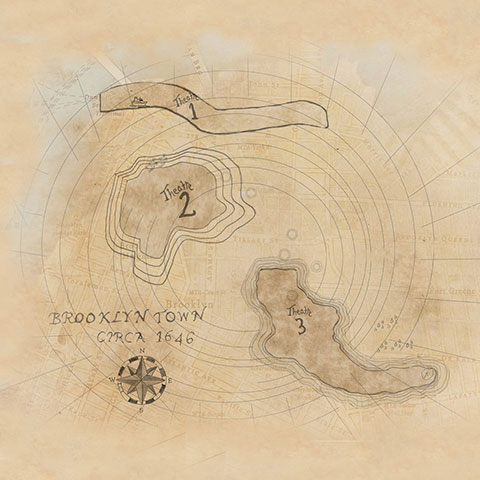 stylized historic map with text &ldquo;Brooklyn Town circa 1646&rdquo;