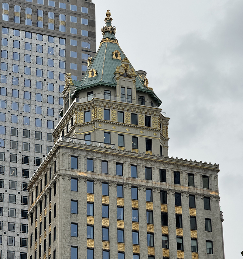 Top of skyscraper with gilded features