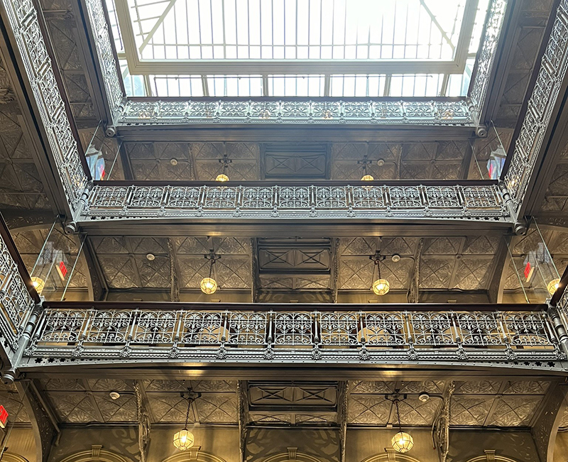 Nine-story atrium looking up to skylight 