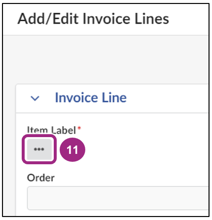 The Item Label is the first field in the Invoice Line section.