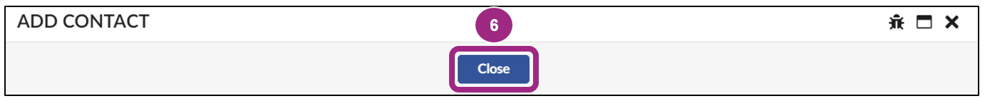 Screenshot of the Close button within the Add Contact pop-up window.