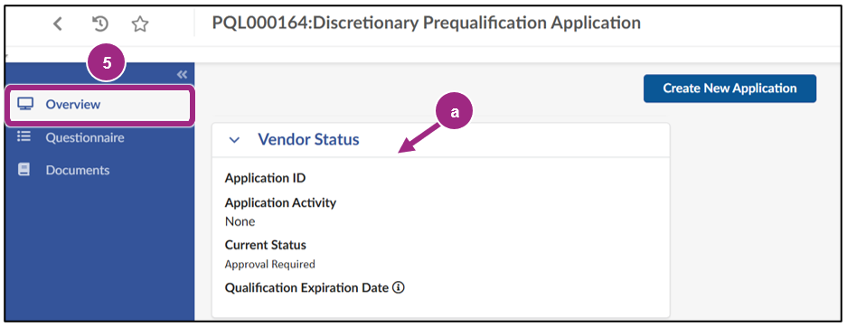 The Vendor Status section within the PQL Overview tab.