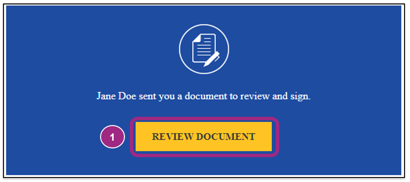 Screenshot of the Review Document button within the DocuSign email notification.
