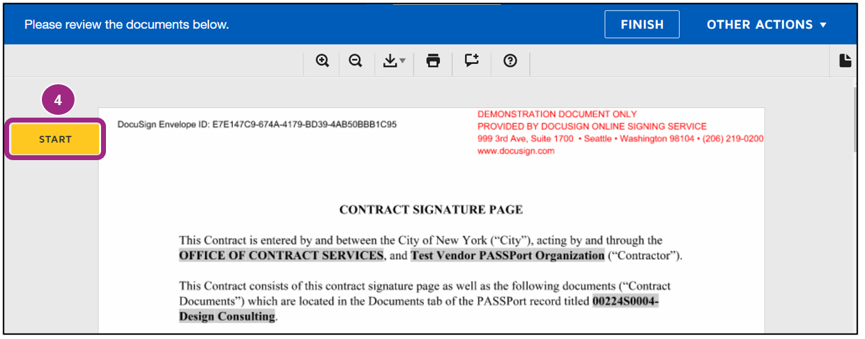 Screenshot of the Contract Signature Page in DocuSign.