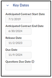 Screenshot of the RFx Key Dates section.