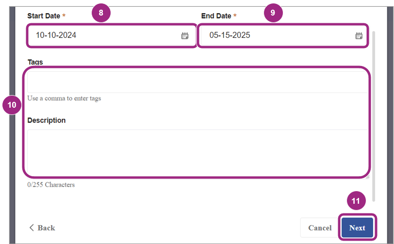 The Document Info screen.