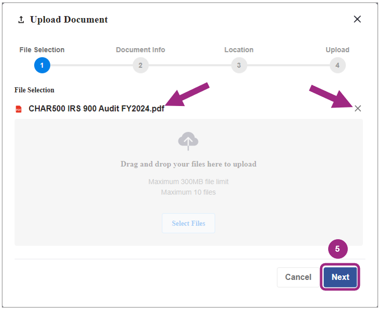 The File Selection screen.