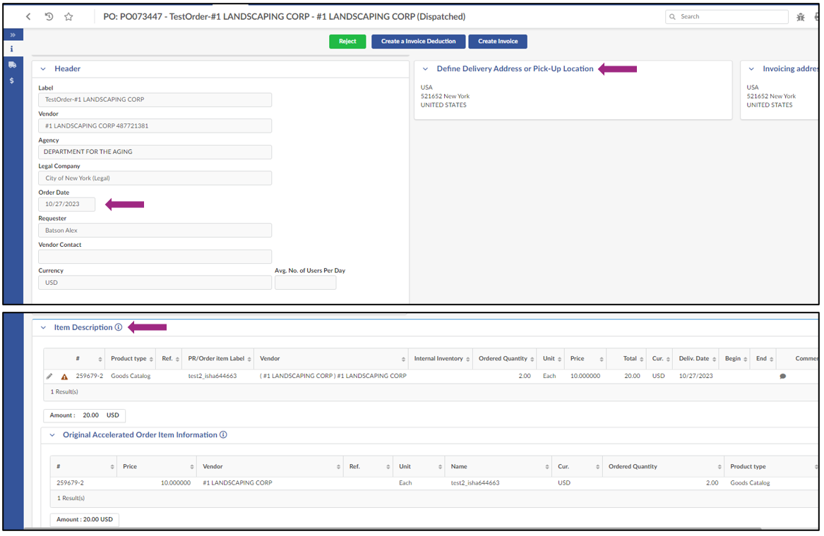 The Purchase Order Overview tab.