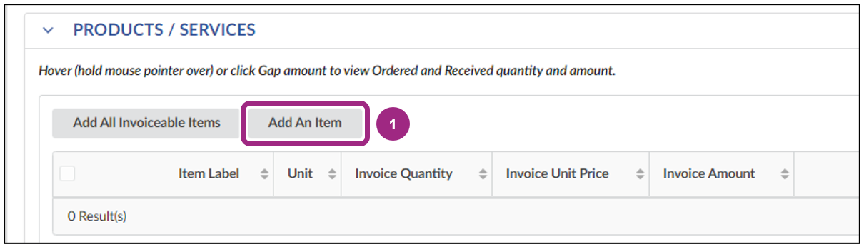 The Add an Item button.