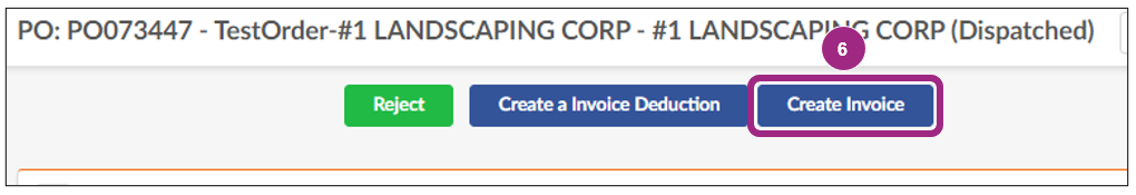 The Create Invoice button.