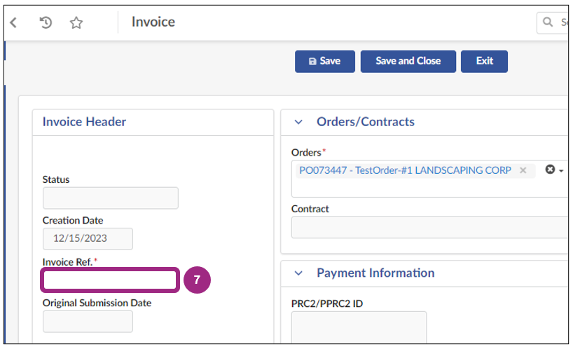 The Invoice Ref. field.