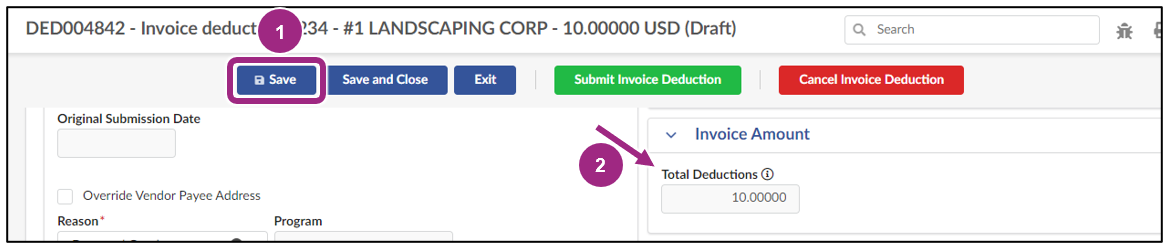 The Invoice Amount section is visible on the right side of the invoice page.
