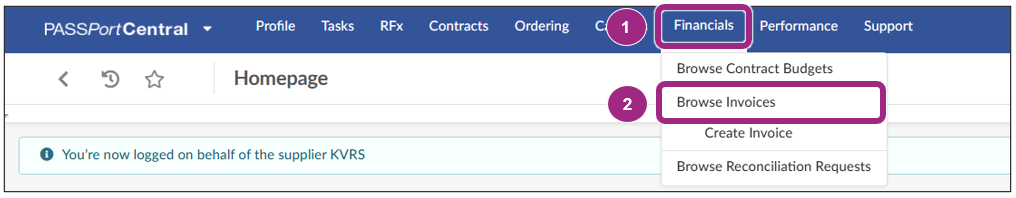 The PASSPort top navigation menu.