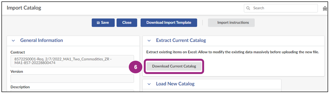 The Download Current Catalog button at the bottom of the Extract Current Catalog section.