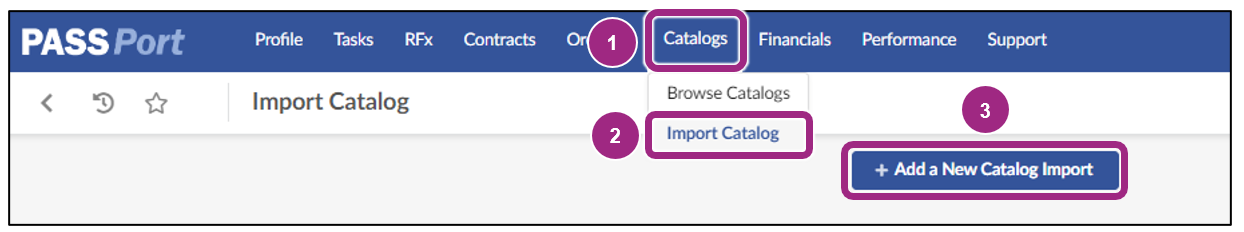 The PASSPort top navigation menu.