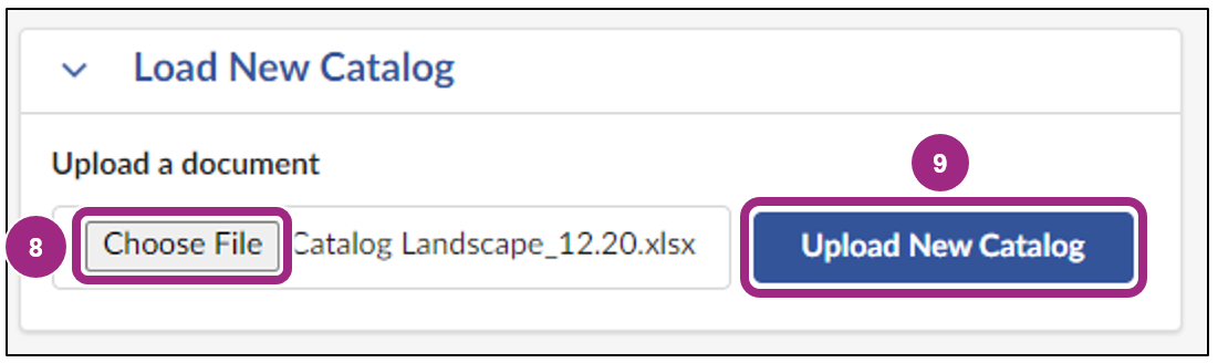 The Upload New Catalog button.