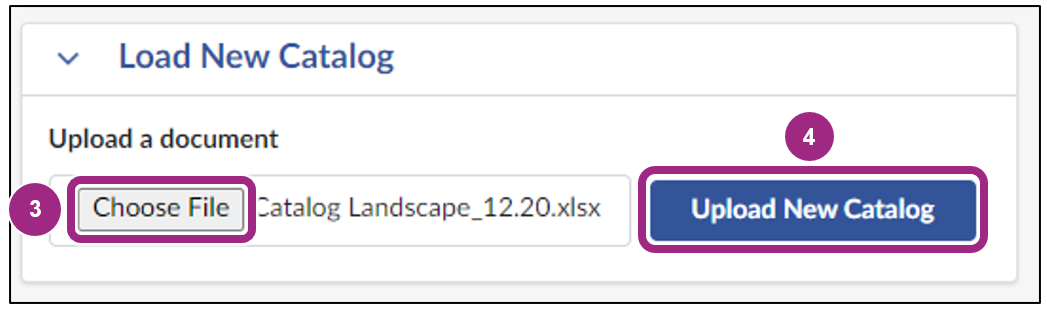 The Upload New Catalog button.