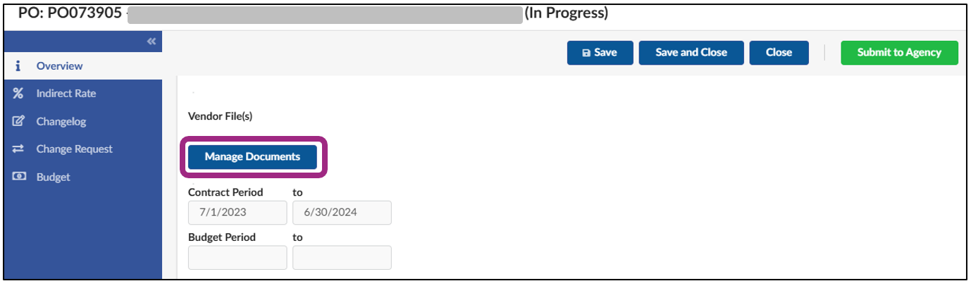 The Manage Documents button.