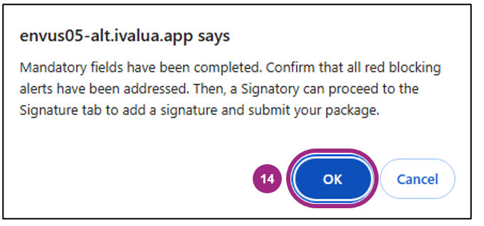 The confirmation window.