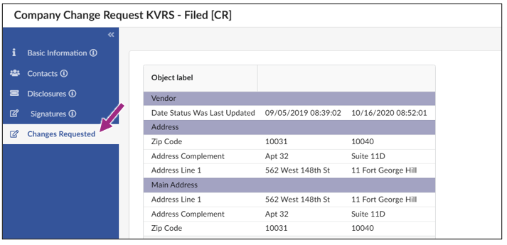 The Change Requested tab within the Change Request window.